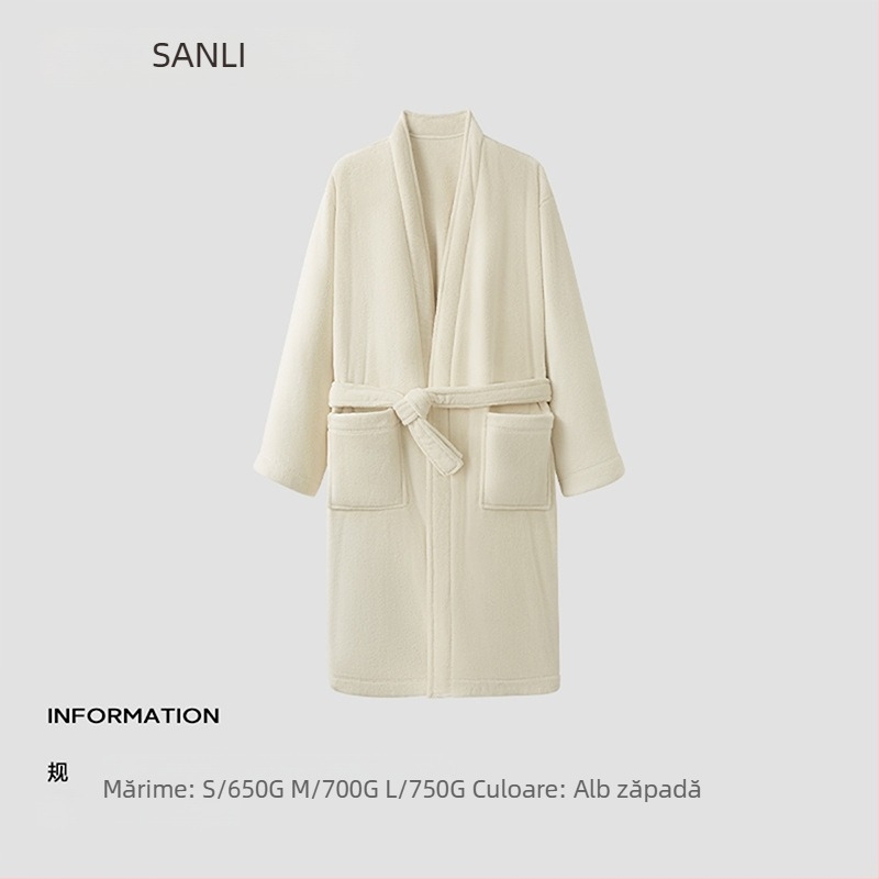 Halat de baie pentru cuplu, unisex, cu broderie Panda, din Coral Fleece