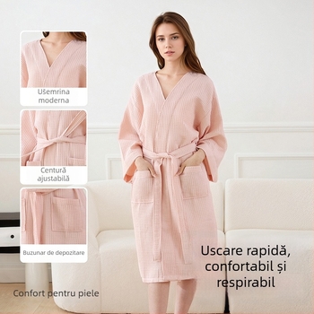 Halat de baie din poliester-bumbac, 65% bumbac, Unisex, Toamnă