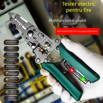 Clește pliabil pentru dezizolarea cablurilor cu detecție a firului viu pentru electricieni (Brand: Enjoy; Greutate: 0.20; Tip: clește de dezizolat cabluri; Caracteristici: pliabil, detecție fir viu)