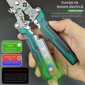 Hero Clește de dezizolat cabluri cu tester de tensiune – gură dreaptă, greutate 0,2