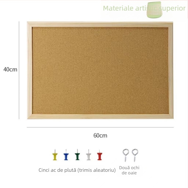 Tablă de plută pentru fotografii – tablă de mesaje cu față unic, suspendabilă, din lemn, stil modern minimalist