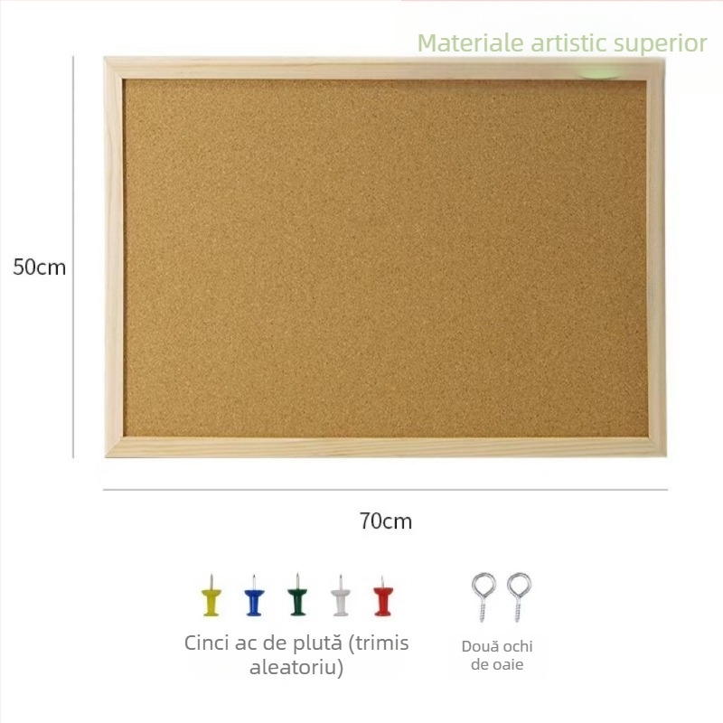 Tablă de plută pentru fotografii – tablă de mesaje cu față unic, suspendabilă, din lemn, stil modern minimalist