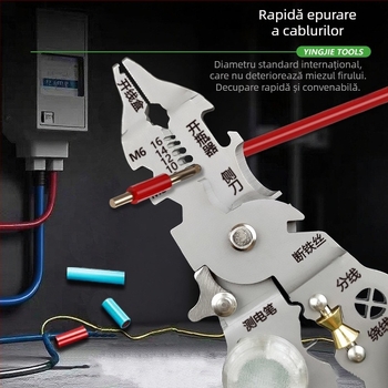 Clește pentru dezizolarea cablurilor cu tester de tensiune, cap drept, 0,17 kg, Hero