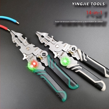 Clește pentru dezizolarea cablurilor cu tester de tensiune, cap drept, 0,17 kg, Hero