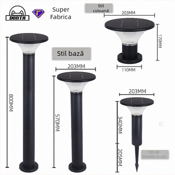 DONTA SG-2 lampă LED solară pentru exterior, corp din aluminiu, IP65, 7W, autonomie 6–12 ore