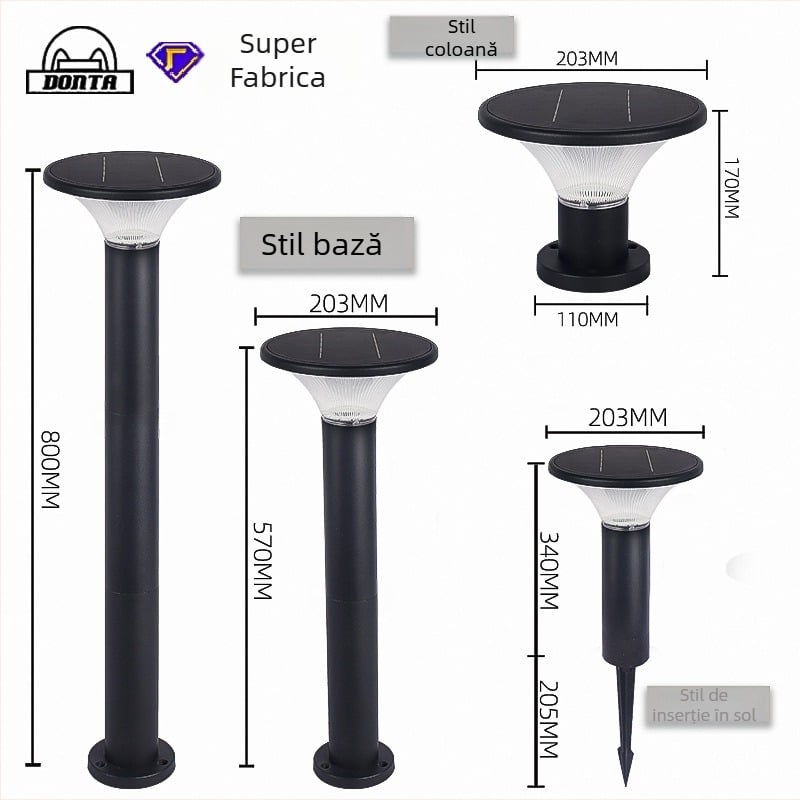 DONTA SG-2 lampă LED solară pentru exterior, corp din aluminiu, IP65, 7W, autonomie 6–12 ore