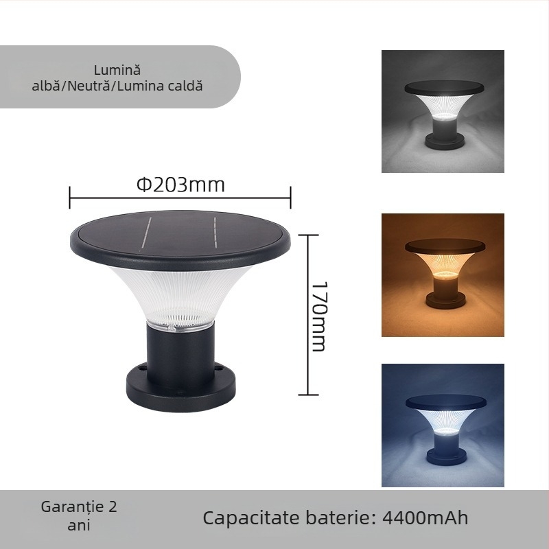 DONTA SG-2 lampă LED solară pentru exterior, corp din aluminiu, IP65, 7W, autonomie 6–12 ore