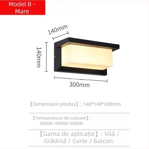 Lampa LED de exterior pentru perete - stil modern minimalist, IP54, carcasă din aluminiu, 6–10W, 220V, fascicul de 120°