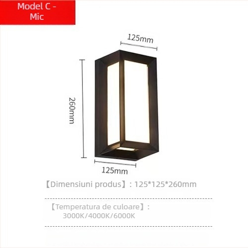 Lampa LED de exterior pentru perete - stil modern minimalist, IP54, carcasă din aluminiu, 6–10W, 220V, fascicul de 120°