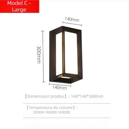 Lampa LED de exterior pentru perete - stil modern minimalist, IP54, carcasă din aluminiu, 6–10W, 220V, fascicul de 120°