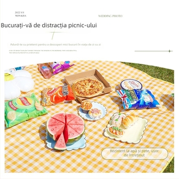 Covoraș de picnic din țesătură Oxford, rezistentă la umezeală, căptușeală PVC, pentru camping și plajă, portabilă, stil modern simplu
