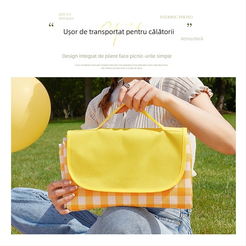 Covoraș de picnic din țesătură Oxford, rezistentă la umezeală, căptușeală PVC, pentru camping și plajă, portabilă, stil modern simplu