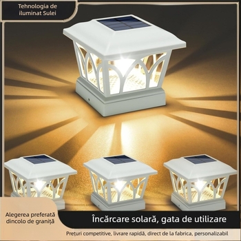 Lampa solară pentru stâlpi de gard – LED cu filament wolfram, IPX4, 0,5W, 1,2V, 12–16h funcționare