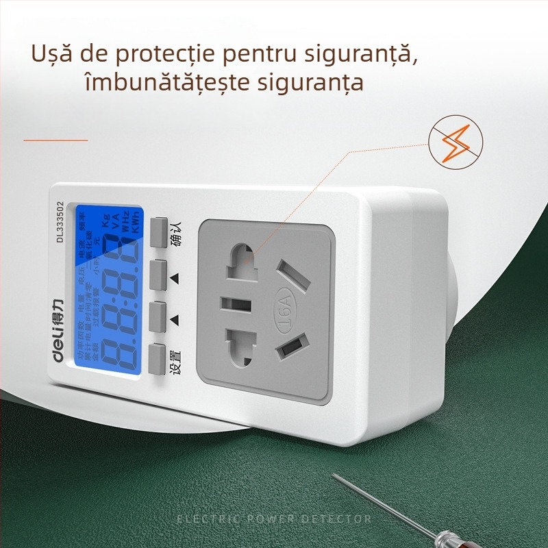 Effective DL333502 Monitor de putere pentru priză – contor de consum de energie cu afișaj LCD, 10A, certificat 3C