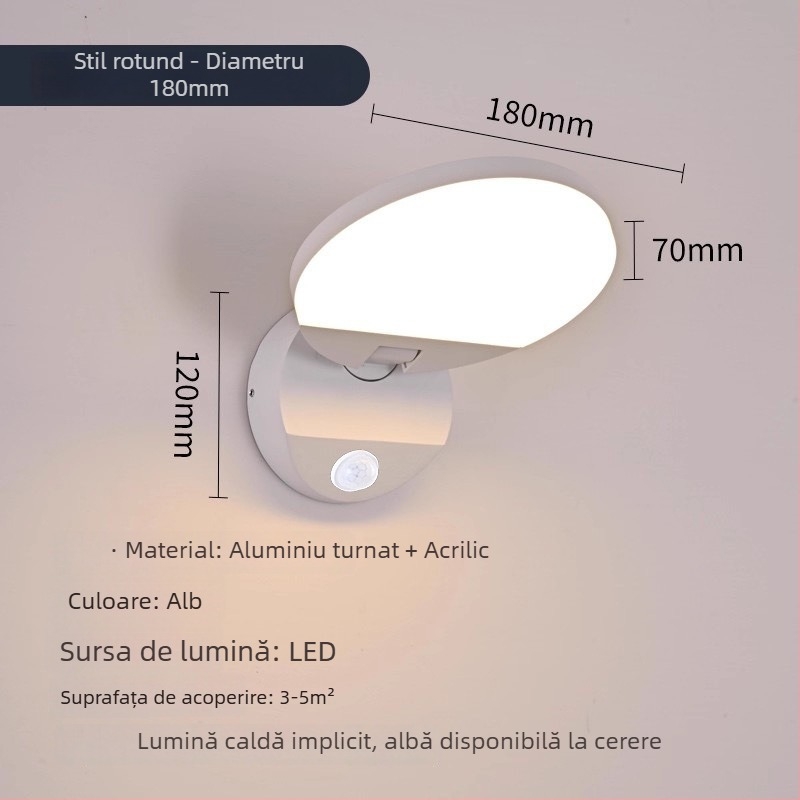 Lampă de perete exterior impermeabilă cu senzor pentru vile, curți și grădini - pliabilă și rotativă, 220V, 36 LED, 990 lm, IP65, 3000-6500K