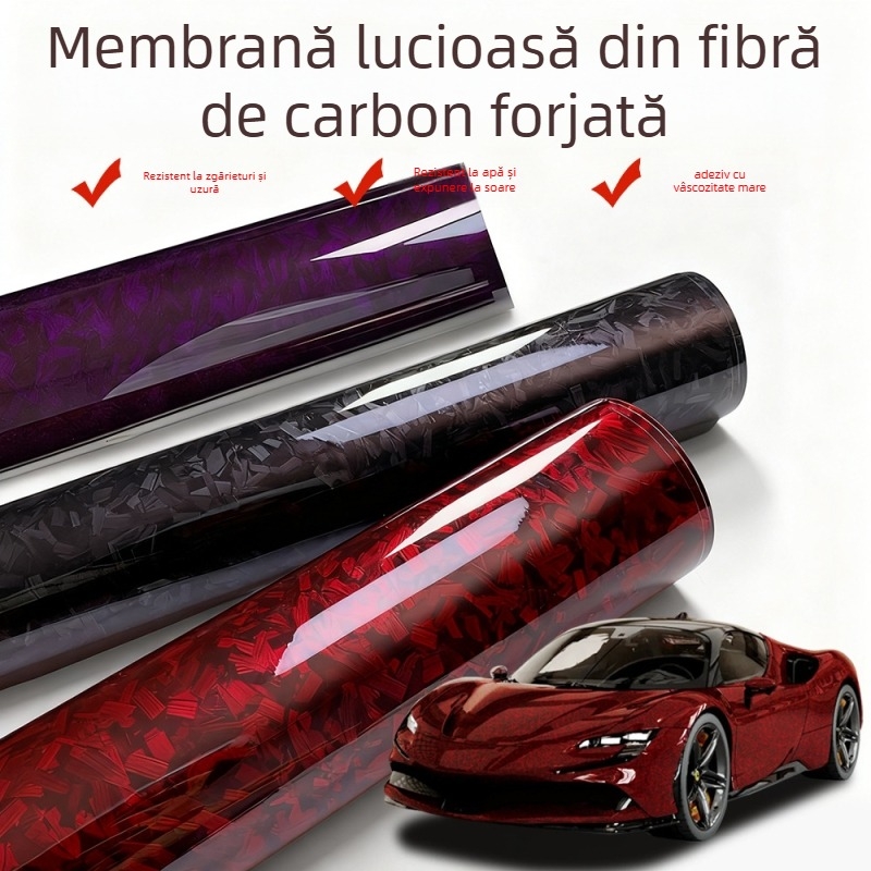 Sticker pentru caroserie auto, PET, fibră de carbon forjată, DT-08, lipire