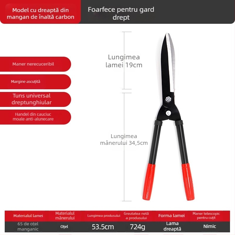 Foarfă de grădină cu mâner extensibil – oțel SK5, pentru pomi fructiferi, ramuri înalte, garduri vii și gazon, economie de efort