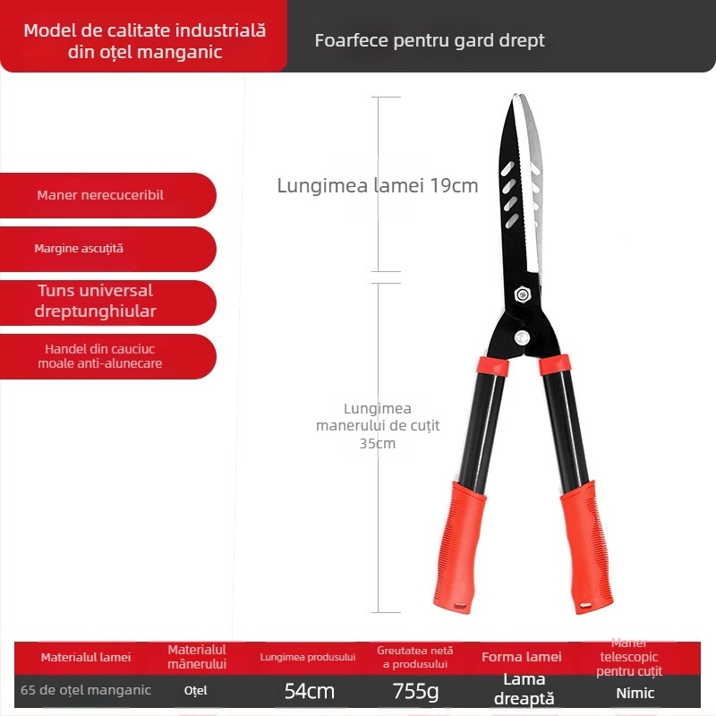Foarfă de grădină cu mâner extensibil – oțel SK5, pentru pomi fructiferi, ramuri înalte, garduri vii și gazon, economie de efort