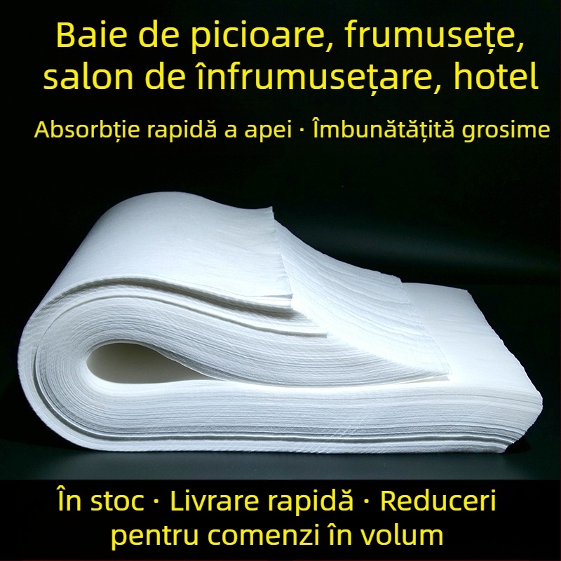 Prosop de unică folosință pentru baie la picioare și frumusețe — țesătură nețesută, dimensiuni 57×27 cm, grosime medie, foarte absorbent