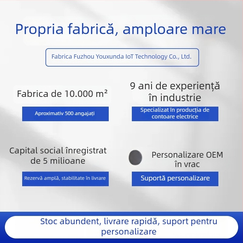 Contor inteligent monofazic 4P, montat pe șină, pentru locuințe închiriate, cu RS485, contor de energie multifuncțional