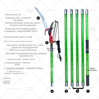 Zhuo Shuo Foarfă Telescopică Izolată Pentru Tăierea Crengilor, Cu Scripete și Funie