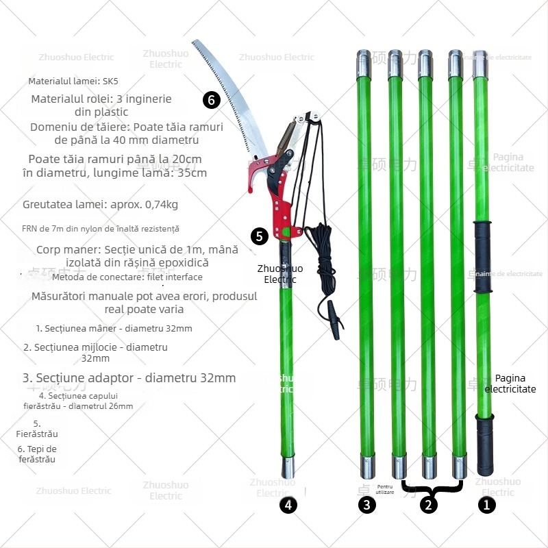 Zhuo Shuo Foarfă Telescopică Izolată Pentru Tăierea Crengilor, Cu Scripete și Funie