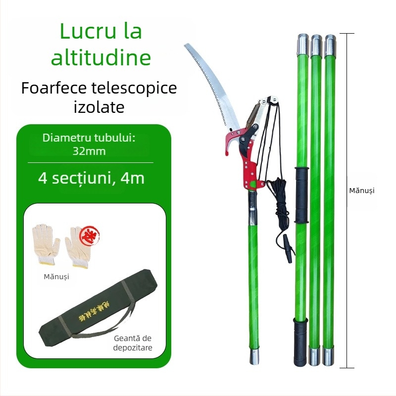 Zhuo Shuo Foarfă Telescopică Izolată Pentru Tăierea Crengilor, Cu Scripete și Funie