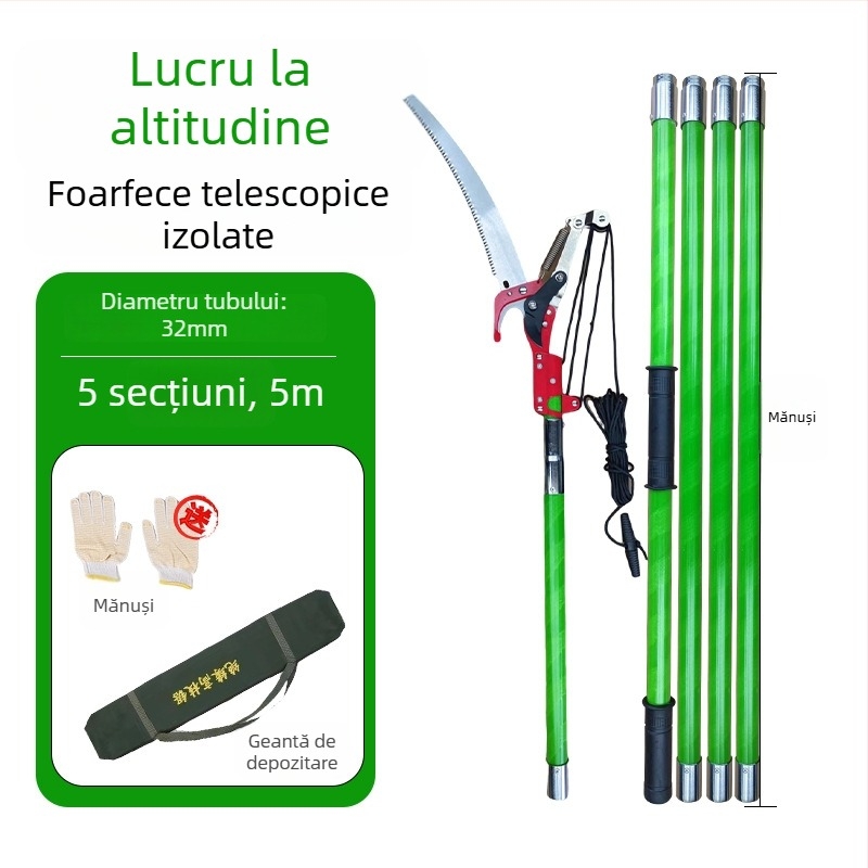 Zhuo Shuo Foarfă Telescopică Izolată Pentru Tăierea Crengilor, Cu Scripete și Funie
