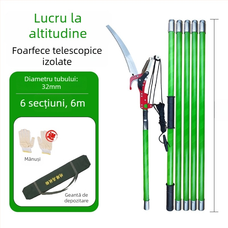 Zhuo Shuo Foarfă Telescopică Izolată Pentru Tăierea Crengilor, Cu Scripete și Funie