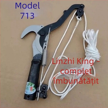 Foarfecă de tăiere pentru crengi înalte cu funie de 5 m, roată din oțel și carcasă din plastic (Brand: Unique; Funie: 5 m; Roată: oțel; Material: plastic)