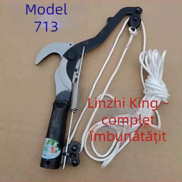 Foarfecă de tăiere pentru crengi înalte cu funie de 5 m, roată din oțel și carcasă din plastic (Brand: Unique; Funie: 5 m; Roată: oțel; Material: plastic)