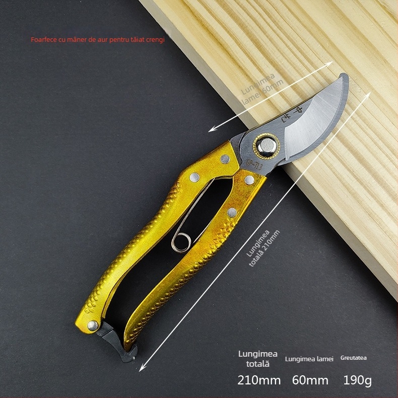 Foarfă de grădină pentru pomi fructiferi – oțel SK5 cu carbon înalt, mâner din metal, Mountain and Wild