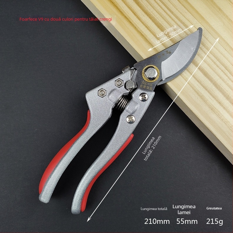 Foarfă de grădină pentru pomi fructiferi – oțel SK5 cu carbon înalt, mâner din metal, Mountain and Wild