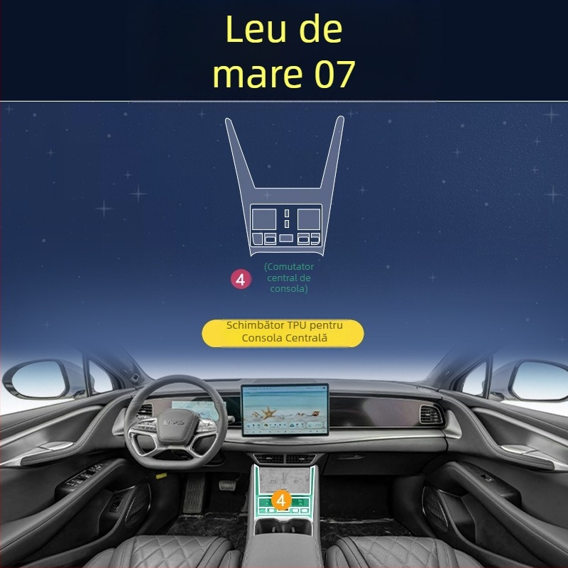BYD Hiace 07EV Film protector interior pentru display central și consola – TPU, rezistent la temperaturi ridicate și scăzute, utilizare generală