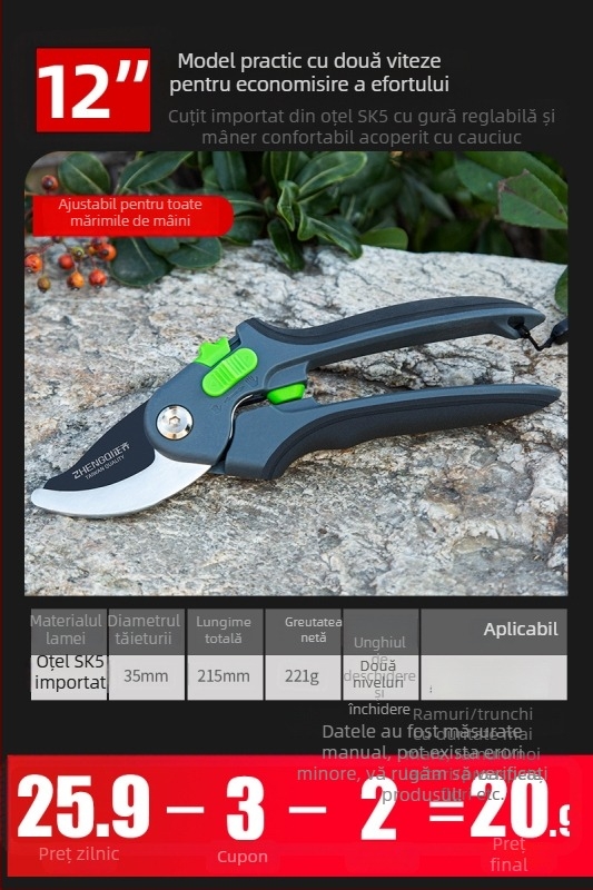 Foarfece de grădină pentru tăierea crengilor și a fructelor, culegător de fructe pentru livadă, foarfece de grădină (Brand: Altul)