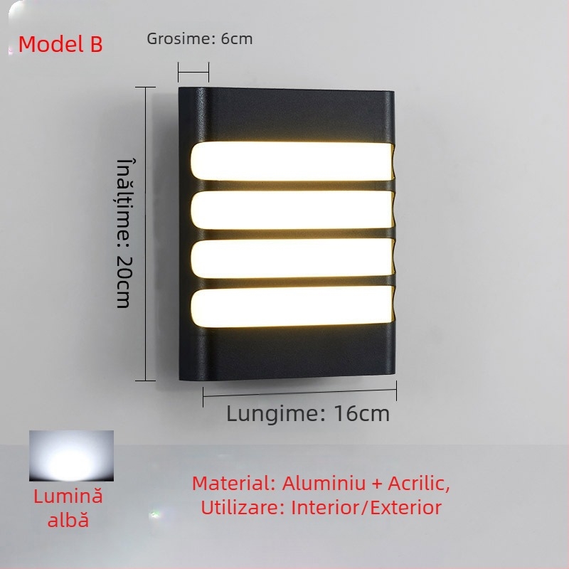 Lampa LED de perete rezistentă la apă pentru exterior – stil european simplu și modern pentru pereți exteriori, curte, balcon și scară; IP65, sursă LED, 0.95W, 220V, LJ-9125