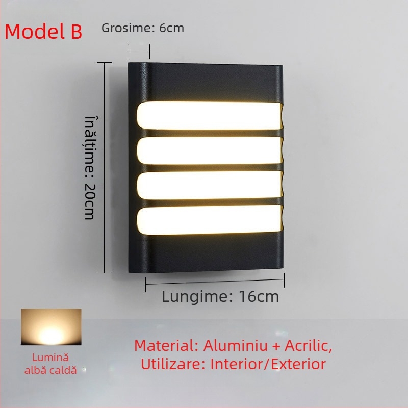 Lampa LED de perete rezistentă la apă pentru exterior – stil european simplu și modern pentru pereți exteriori, curte, balcon și scară; IP65, sursă LED, 0.95W, 220V, LJ-9125