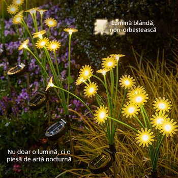Daisy ground lamp – lampa solar pentru curte, formă de plantă, oțel inoxidabil, IP65, 3W, 6–12 ore funcționare