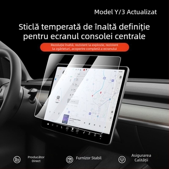Protecție ecran din sticlă pentru ecranul central Tesla Model 3, afișaj interior HD, instalare cu adeziv static, YZ