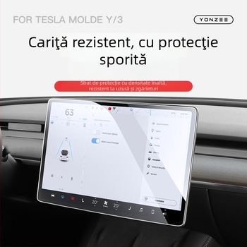 Protecție ecran din sticlă pentru ecranul central Tesla Model 3, afișaj interior HD, instalare cu adeziv static, YZ