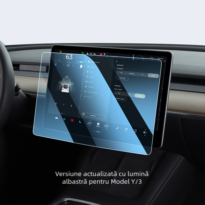 Protecție ecran din sticlă pentru ecranul central Tesla Model 3, afișaj interior HD, instalare cu adeziv static, YZ