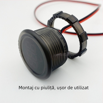 Voltmetru circular impermeabil cu afișaj LED, DC 4–100V, două fire, universal pentru vehicule electrice, model JML30F-DV1