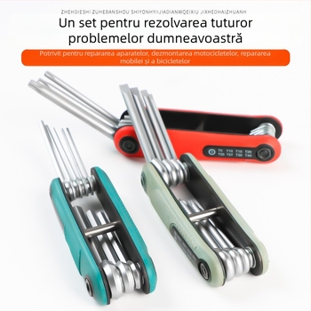 Set de chei hexagonale pliabile, cu capete interne, din oțel crom-vanadiu