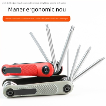 Set de chei hexagonale pliabile, cu capete interne, din oțel crom-vanadiu