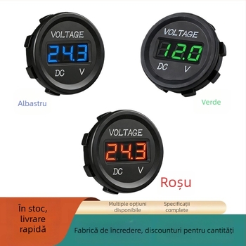 Voltmetru de baterie DC 12-24V cu afișaj LED pentru automobile și rulote