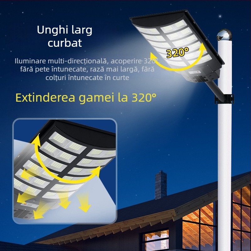 Lumină solară de stradă integrată, 30W, IP65 rezistentă la apă, telecomandă, autonomie 24–36h