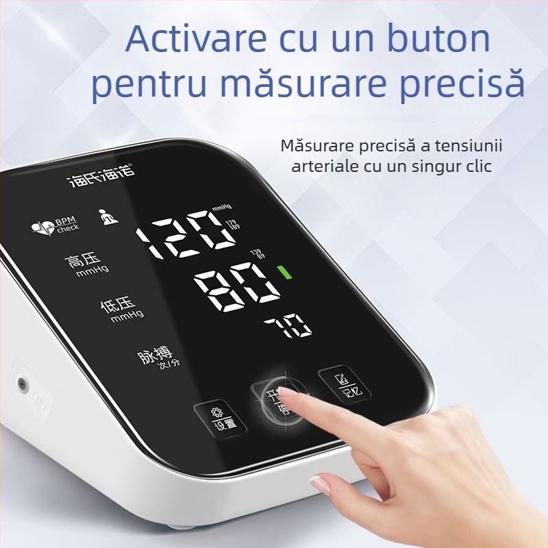 Sfigmomanometru electronic automat, cu manșetă pentru braț, uz casnic, baterie litiu reîncărcabilă, brand Hainuo