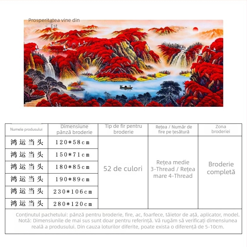 Kit de broderie cu cruce peisaj, pânză 9CT, folie din plastic, stil Nordic