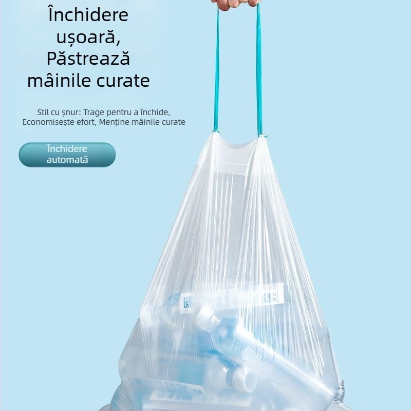 Saci de gunoi îngroșați, cu șnur și închidere automată, din PE, nebiodegradabile