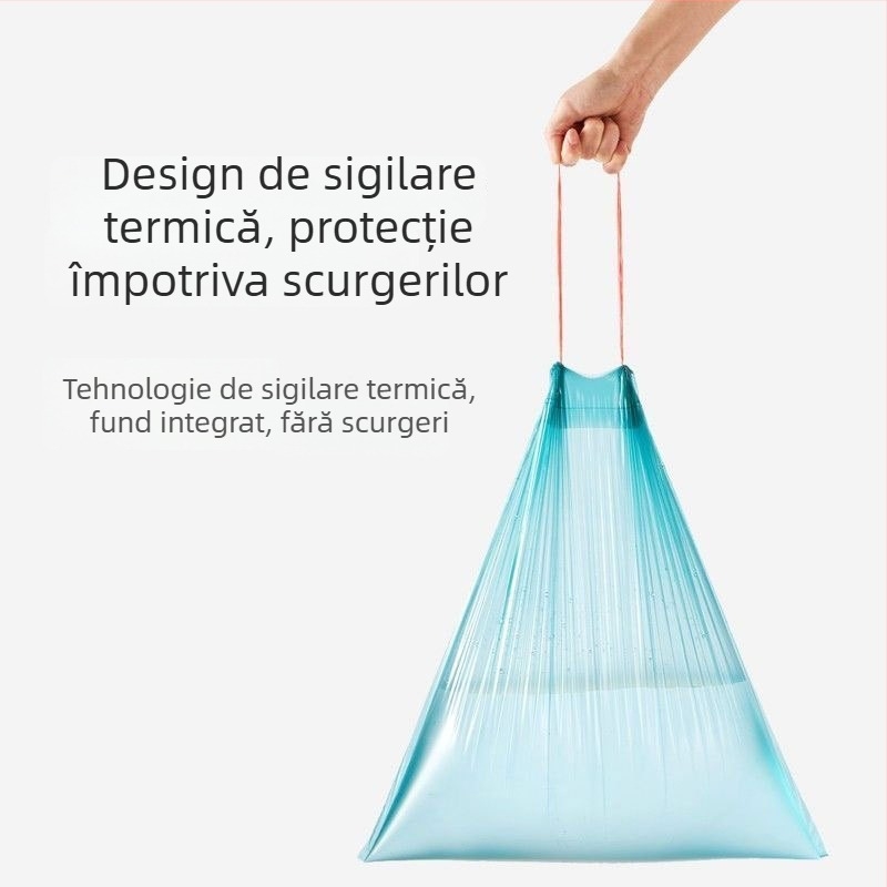 Saci de gunoi îngroșați, cu șnur și închidere automată, din PE, nebiodegradabile